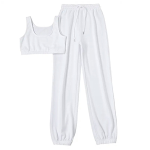 Women Summer Two Piece <b>Jogger</b> Set Sleeveless <b>Crop</b> Top Spandex Elastic Waist Pants Breathable Casual for Outfit - Product Image 5