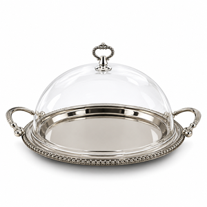Plateau de service en acier inoxydable de luxe moderne à trois niveaux, dôme à chocolat argenté pour restaurants et événements - Tailles et couleurs personnalisées - Product Image 3
