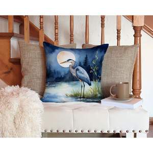 Blue Heron Under Moonlight Machine Washable 14Hx14W Indoor Outdoor Decorative <b>Throw</b> Pillow <b>for</b> <b>Couch</b> Bed & Patio - Product Image 3