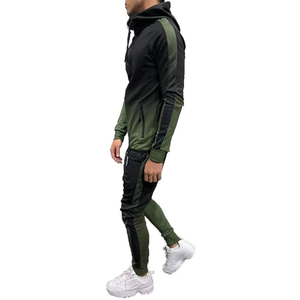 Sweat à capuche d'hiver pour homme en molleton technique de coton avec fermeture éclair intégrale, à rayures, et ensemble de survêtement respirant pour le sport - Product Image 3