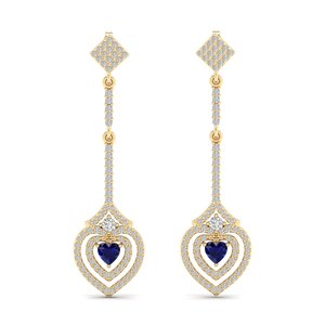 REYES Luxury 14K <b>Solid</b> Gold Moissanite Dangle Drop Earrings 925 Sterling <b>Silver</b> With Blue Sapphire Gemstone Wedding Fine Jewelry - Product Image 2