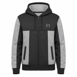Sudadera con capucha de moda para hombre, con cremallera completa, diseño de bolsillo frontal con logo, estilo casual, streetwear, oversize, 100% algodón, para invierno - Product Image 5