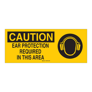 Panneau de signalisation de protection auditive 7x17 pouces pour zones de travail industrielles par Brady - Product Image 1