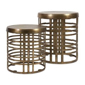 Table d'appoint classique en métal finition dorée, meuble d'appoint sophistiqué, décoratif pour chambre et salon - Product Image 6