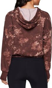 Sweat-shirt à capuche court imprimé molletonné avec trous pour les pouces, nouveau Style pour femmes - Product Image 2