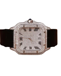 Montre de luxe carrée classique pour homme, sertie de diamants Moissanite VVS, style Hip Hop, bracelet en acier inoxydable personnalisé, D 40mm, mouvement Quartz ETA - Product Image 1