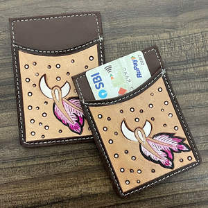 2025 tarjetero delgado de cuero con herramientas de vaca personalizado, billetera minimalista RFID Rosa acento Luna diseño tarjetero para tarjeta de crédito - Product Image 4