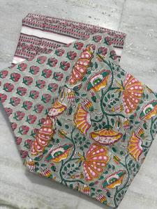 Tela india estampada a mano, hermosa tela decorativa hecha a mano con estampado floral, tela de algodón para confección de vestidos, textiles para el hogar, estampado personalizado - Product Image 1