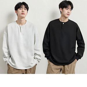 Suéter de punto extragrande para hombre, de color sólido, con cuello abotonado, manga larga, estilo casual para otoño - Product Image 2