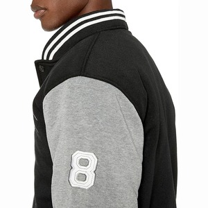 Veste universitaire noire et grise pour homme avec broderie du logo P, style preppy, coupe classique, col rabattu, boutons sur le devant - Product Image 4
