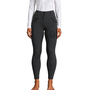 Pantalon d'équitation pour femmes, noir charbon, taille haute, extensible, leggings d'équitation professionnels, culotte d'entraînement avec poche - Product Image 1