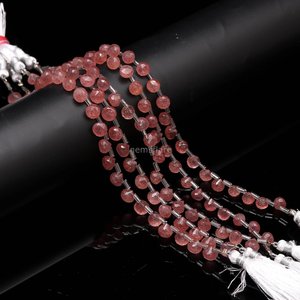 Natural Pink <b>Strawberry</b> Quartz Faceted Onion Briolette Beads 7-9MM Teardrop Shape <b>Strawberry</b> Quartz Gemstone Beads For Jewelry - Product Image 2