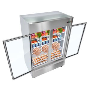 Frigorifero Commerciale Verticale in Acciaio Inossidabile 43.2 Cu.ft con Doppia Porta in Vetro 32.2"W Sbrinamento Automatico - Product Image 1