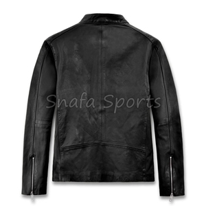 Casual Leather Jacket Men Custom logo Designer Blank Pure Plus Size Men's Leather Jackets For Sale In Wholesale Price - Product Image 6
