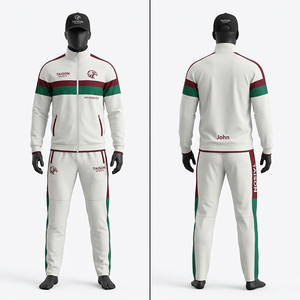 Conjunto Deportivo de Rugby para Hombre, 330 GSM, Tela Tricot Premium, Blanco, Verde, Azul, Paneles Geométricos, con Logotipo Bordado Personalizado - Product Image 3