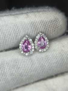 Pear Pink Tanzanite <b>Dangle</b> <b>Earrings</b> 925 <b>Silver</b> Platinum Plated Engagement Jewelry Gift for Women Elegant - Product Image 6