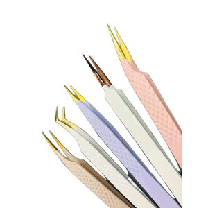 Pinzas para Extensión de Pestañas KAAMIR INSTRUMENTS, Paquete de 5, Acero Inoxidable, Punta Lisa de 90 Grados y 10 mm, Marca Privada Personalizada - Product Image 2