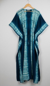 Caftán de Algodón Teñido a Mano, Vestido Maxi, Kimono, Túnica Larga, Lavable, Transpirable, Ecológico, para Damas de Honor - Product Image 2