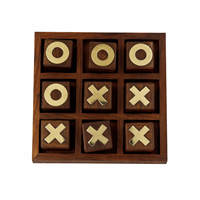 Jeu de Tic Tac Toe en bois fait main |   Jeu de société Noughts & Crosses en bois de rose indien, cadeau décoratif et stratégique pour enfants et adultes