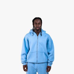 Survêtement d'hiver surdimensionné de qualité supérieure pour homme, effet délavé, avec fermeture éclair, manches longues, style streetwear - Product Image 2