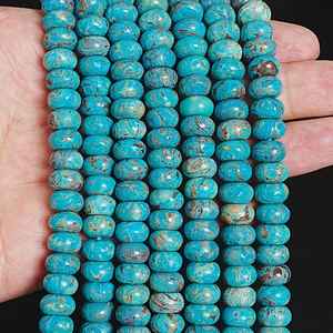 Cuentas sueltas de jaspe verde azulado en forma de rondelle para la fabricación de joyas, pulseras, collares y manualidades. - Product Image 3