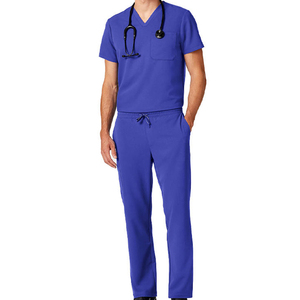 Medical Scrub Set Men Women Worsted Fabric Wrinkle-Resistant Multiple Colors Hospital Use Comfortable <b>Top</b>+Pant High Quality - Product Image 1