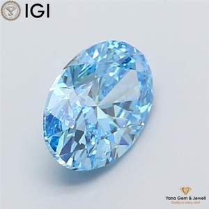 Diamante de Laboratorio CVD de 2.00 Quilates, Corte Ovalado, con Certificado IGI, Color Azul Intenso, Claridad VS2, para Anillo de Diseñador - Product Image 3