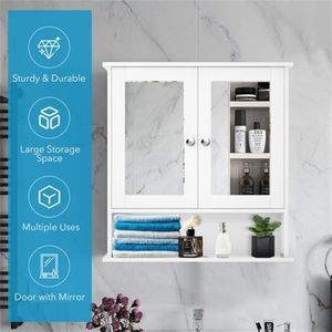 Mobile da Bagno in MDF Bianco con Specchio - Product Image 3
