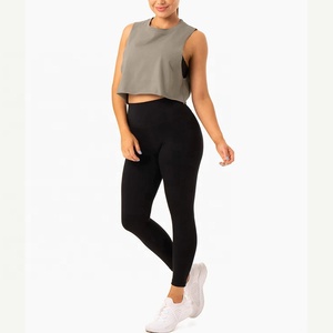 Top Corto Casual de Algodón y Elastano de Calidad Premium Personalizado para Mujer, Sin Mangas, Cuello Acanalado, Ajuste Oversize, Bajo sin Rematar - Product Image 4