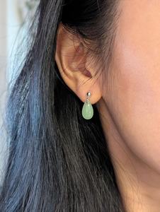 Handcrafted Faux Green Jade Drop Earrings 925 <b>Silver</b> <b>Huggie</b> Hoop Ball Stud Jewelry Wholesale Export India - Product Image 4