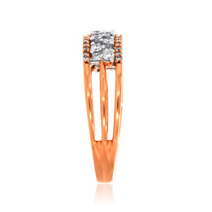 Luxury 18K Rose Gold Pear & Round Cut Diamond Open Gallery <b>Ring</b> for Women Elegant <b>Split</b> Shank Engagement Wedding Anniversary - Product Image 3