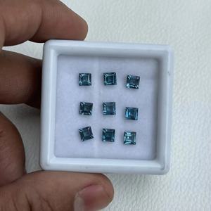 Topacio Azul Londres Natural de 8 mm, Corte Cuadrado Facetado, Gema Suelta Curativa, Pulida a Mano, Piedra de Topacio de Fabricante Verificado - Product Image 2