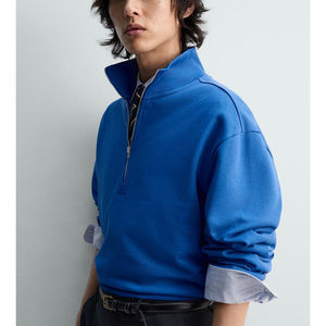 Premium Cotton Quarter Zip Sweatshirt <b>Men</b> Casual Half Zip <b>Pullover</b> Oversized Fashion Apparel USA Wholesale - Product Image 5