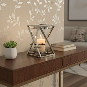 Modern Geometric Metal <b>Hurricane</b> Candle Holder Luxury Stainless Steel Pillar <b>Lantern</b> with Glass Cylinder for Home Decor - Product Image 3