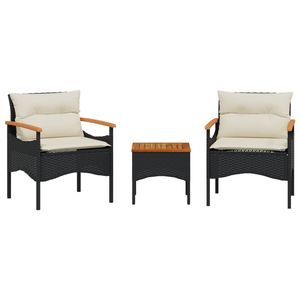 Ensemble de canapés de jardin de taille moyenne en rotin PE noir avec housses amovibles - Product Image 2