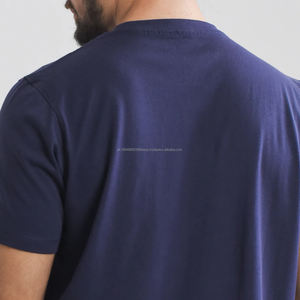 T-shirt en coton biologique 100 % de haute qualité, col rond, tissu tissé léger personnalisé pour hommes, vente en gros - Product Image 4