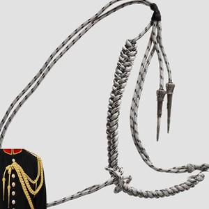Silver <b>Braided</b> Metallic Silver Black Uniform Aiguillette Silver Wire <b>Cord</b> British Aiguillette - Product Image 5