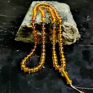 Perles d'ambre baltique rondes authentiques, misbaha en pierre naturelle perlée, tasbeeh fait main, subha en résine unique, cadeau musulman pour l'Aïd - Product Image 4