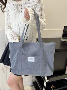 Sac fourre-tout pour femme, sac à main de voyage et de plage, sac fourre-tout décontracté en jean, sac à bandoulière en tissu de coton bleu jean, meilleur prix - Product Image 4