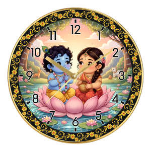 Radha Krishna Personalized Printing Plastic <b>Frame</b> Decorative Wall Clock for Home Office-Mother's Day & Christmas Gift - Product Image 1