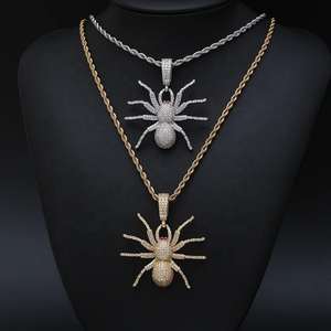 Collar de Plata 925 con Colgante de Araña de Moissanita, Joyería Hip Hop Personalizada con Incrustaciones de Piedras, Ideal para Regalo en Fiestas - Product Image 2