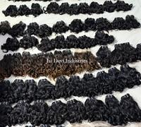 Extensiones de Cabello Humano Rizado Natural Indio sin Procesar, con Cutícula Alineada, para Tejidos y Uso en Salón