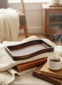 Bandeja de servir moderna y rústica de madera maciza, bandeja para té, café y desayuno de la India, de Arif Handicrafts. - Product Image 6