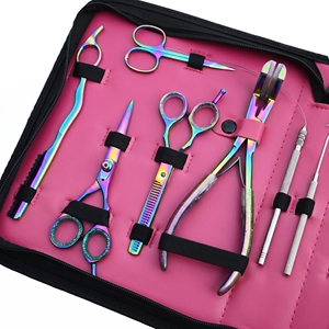 Complete Hair Extension Kit Rainbow Micro Bead Remover <b>Crimping</b> Plier Loop Tool 3 Wires Parting Rings Pink Storage Case - Product Image 4