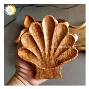 Wholesale Handmade Natural Wooden <b>Spoon</b> Flower Unique Carved Shape <b>Serving</b> Dish Eco Friendly Solid Wood Salad Fruit Snack Bowl - Product Image 2