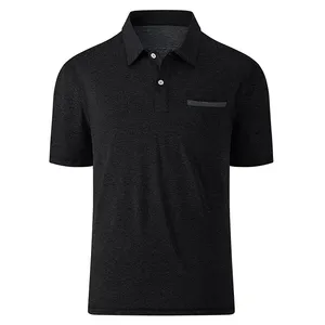 Camiseta Polo Lisa Elástica Simple al por Mayor, Ropa Casual Unisex, Cómoda y de Secado Rápido para Hombre - Product Image 4