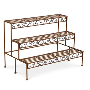 High Arrival Metal Plant Stand Rectangular Slatted <b>Shelf</b> Rack for Indoor Outdoor Garden Flower Display Black Pot Holder - Product Image 4