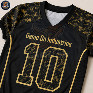 Customized Made Top Sale Black Gold American Football Uniform OEM ODM Custom Logo Private Label Jersey and Padded Pants Sets - Product Image 6
