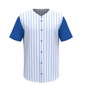 Maillots de baseball OEM imprimés par transfert thermique, anti-humidité, uniformes d'équipe personnalisés pour adultes, col en V, fermeture éclair, 100 % coton - Product Image 1