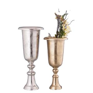 Jarrón de mesa decorativo de aluminio fundido con acabado de latón antiguo y plata, decoración del hogar, florero de Metal, aspecto antiguo fundido en bruto - Product Image 2